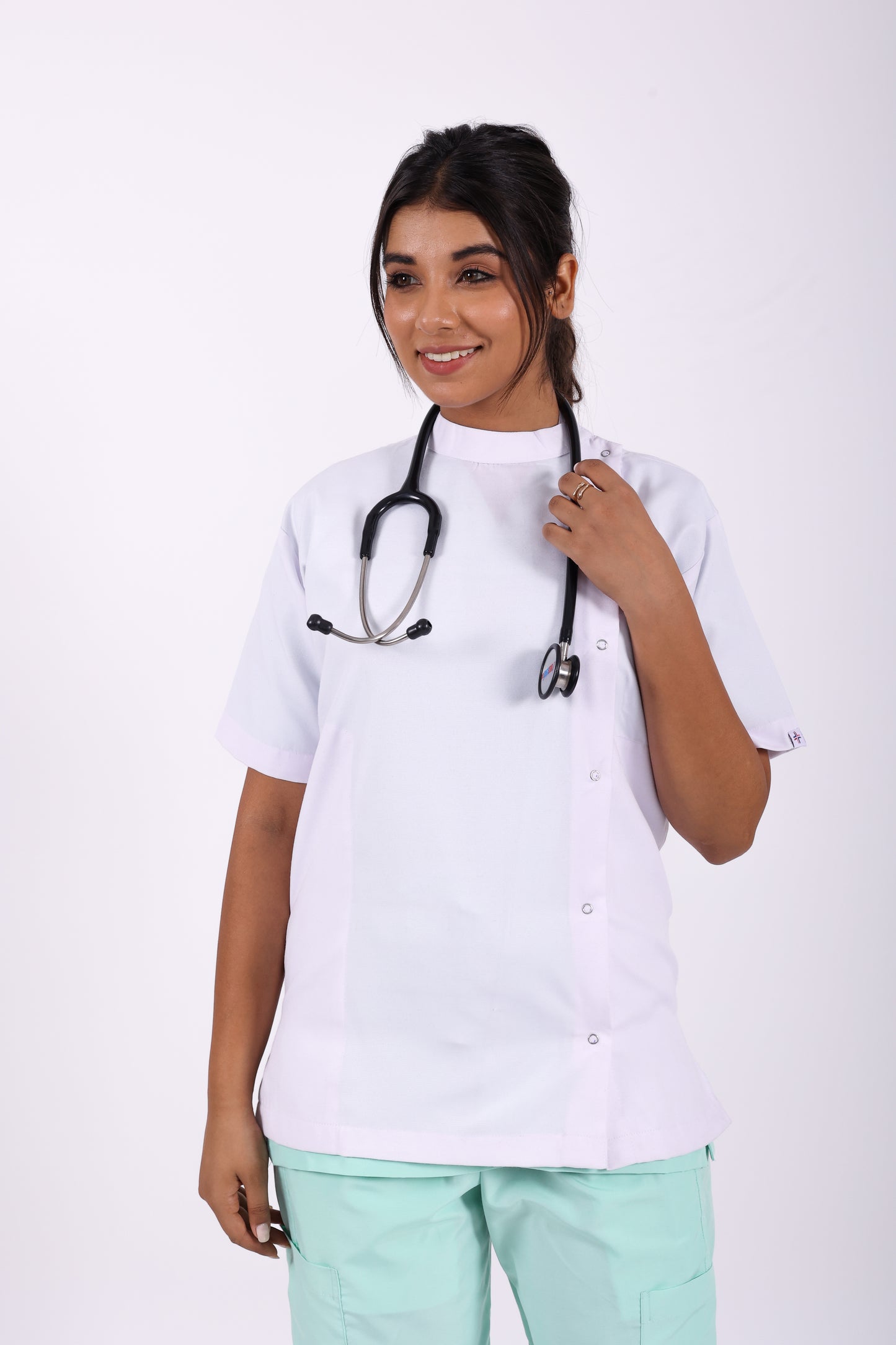 POLARIS MEDIFABRICS Women's Half Sleeves Active Polyester Medical Dental Lab Coat