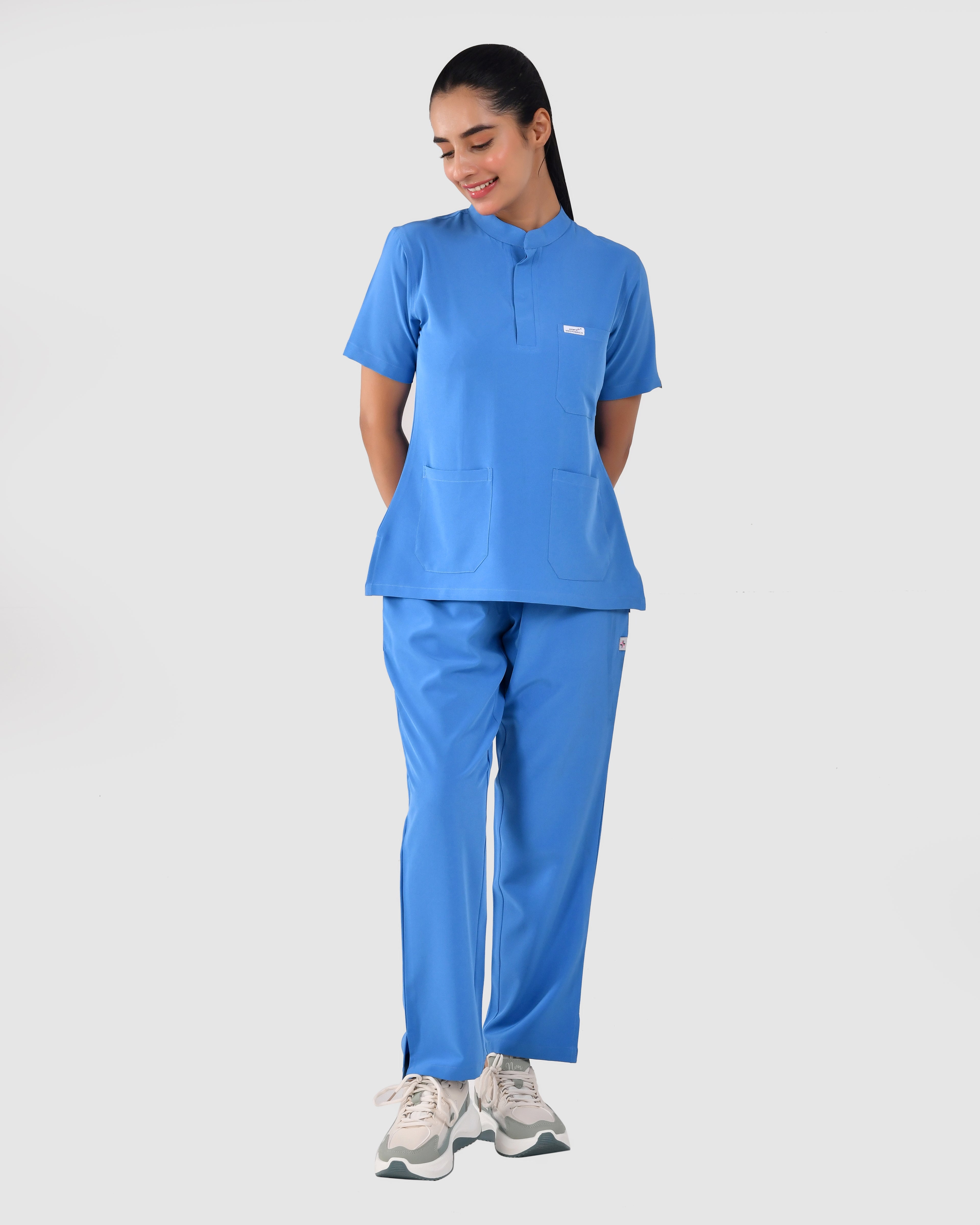 Women's Stand Collar Lycra Scrub