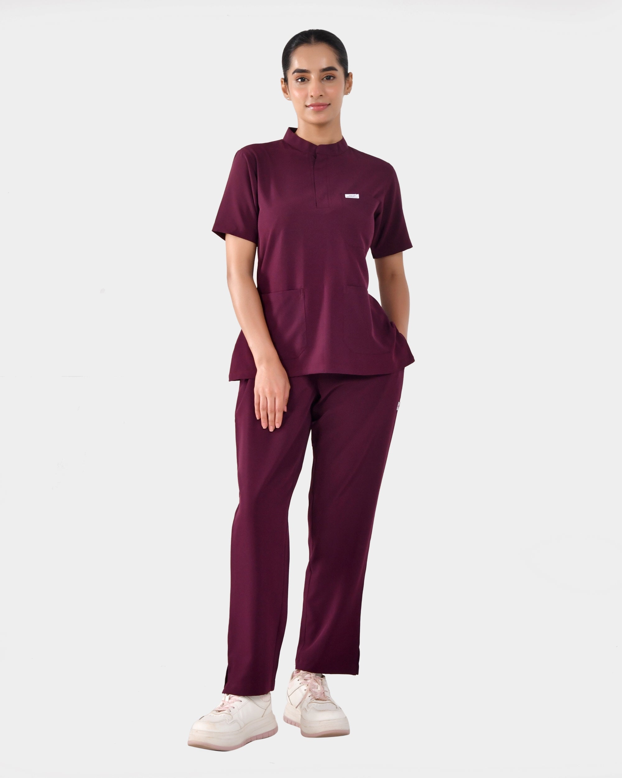 Women's Stand Collar Lycra Scrub