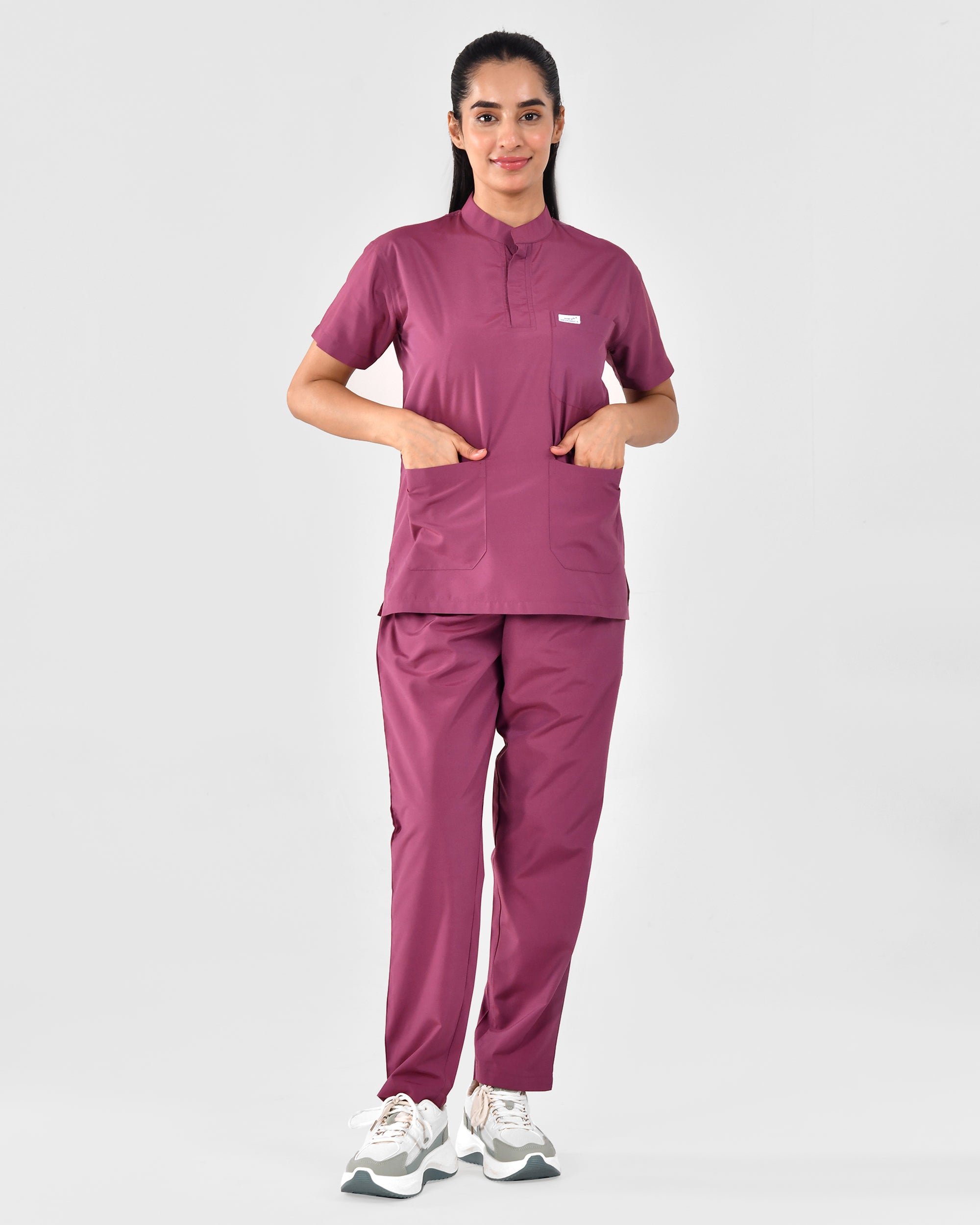 Women's Stand Collar PV (poly-viscose) Scrub