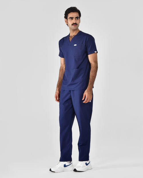 Men's V-Neck Navy Blue Lycra Scrub