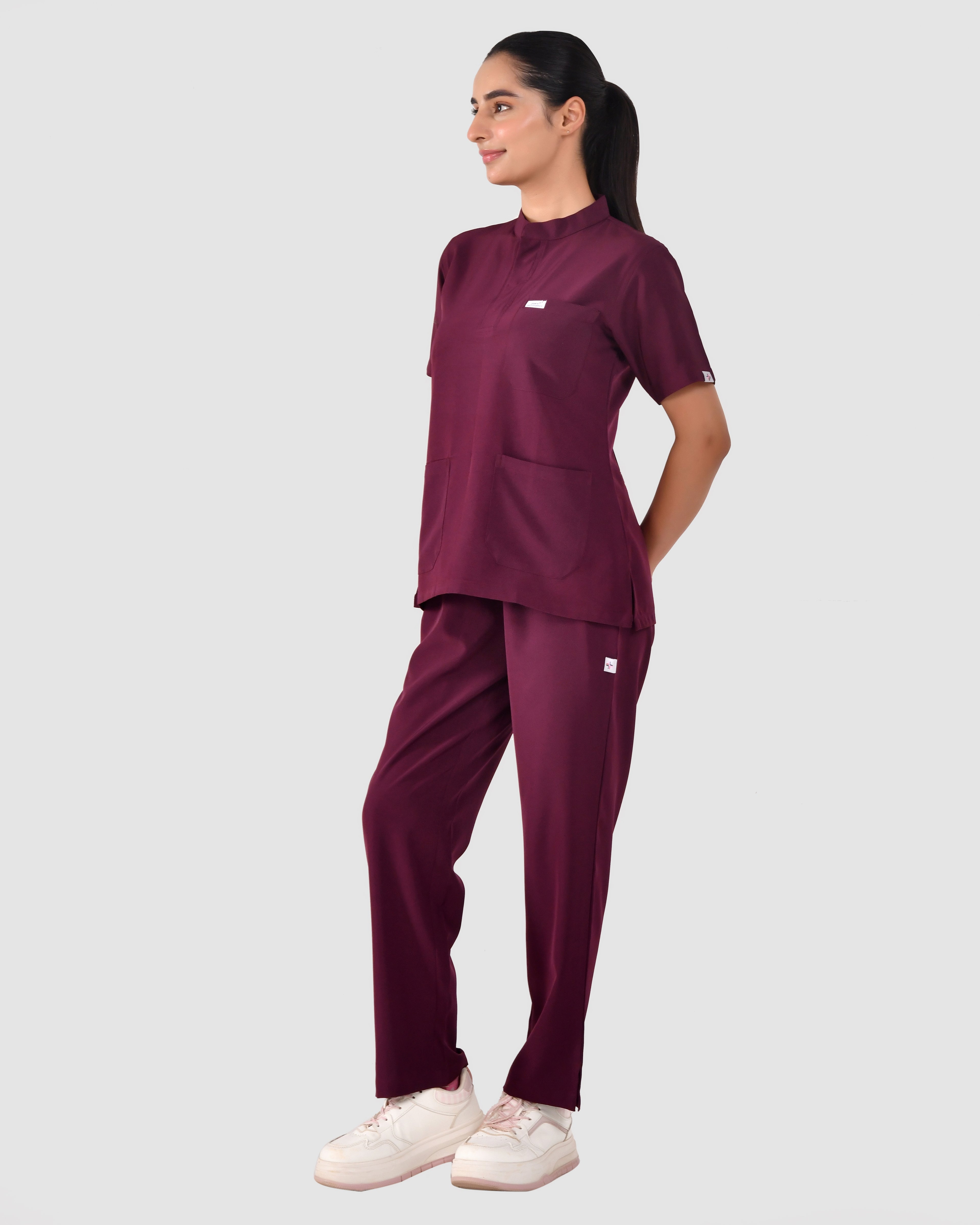 Women's Stand Collar Lycra Scrub