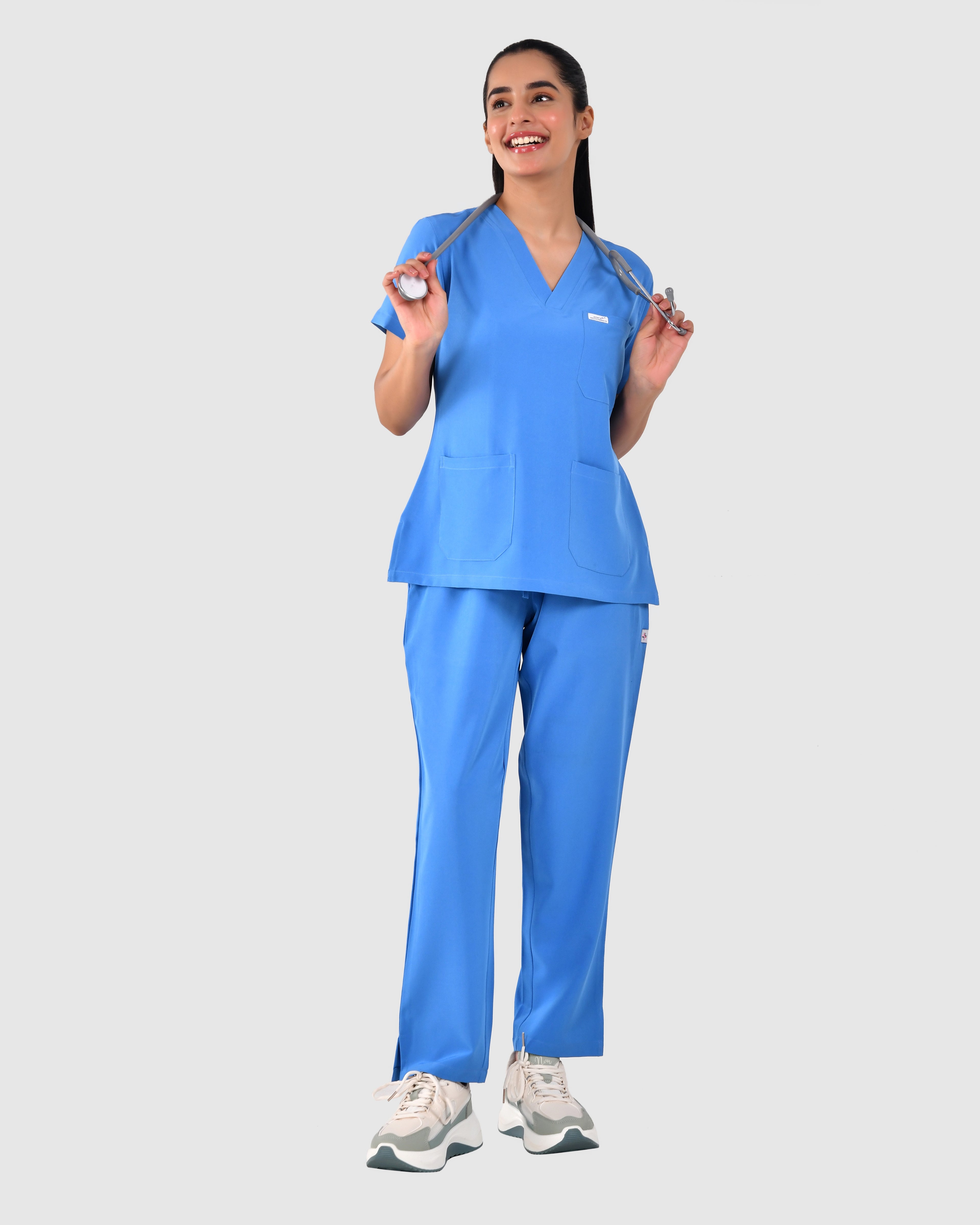 Women's Stand Collar Lycra Scrub