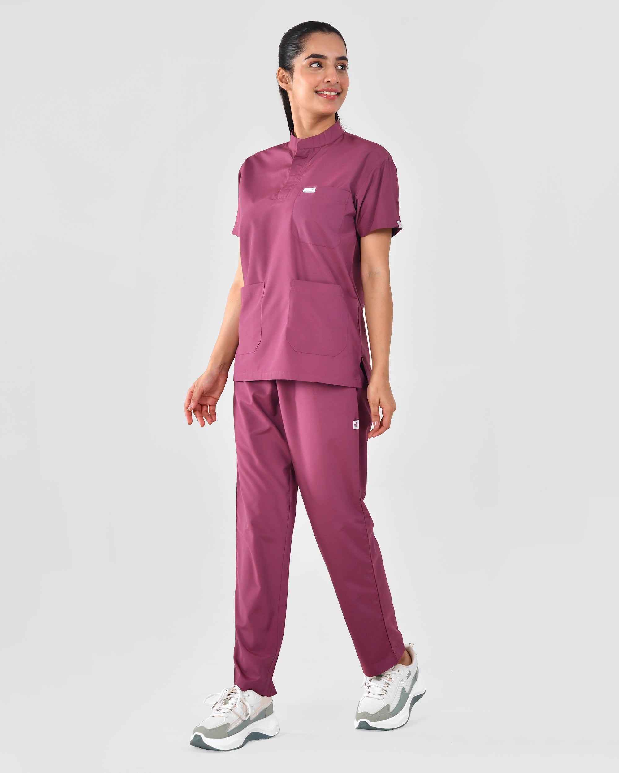 Women's Stand Collar PV (poly-viscose) Scrub
