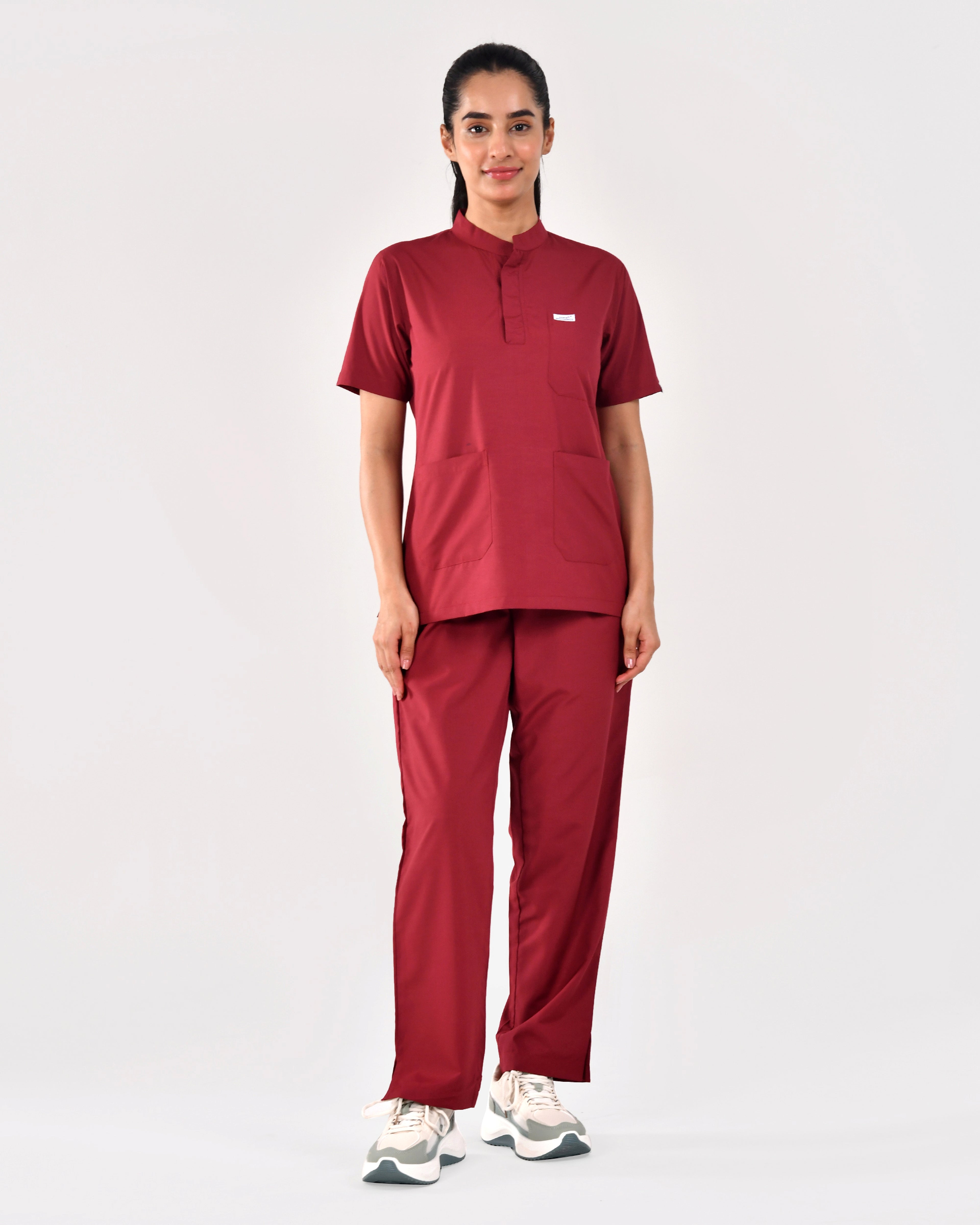 Women's Stand Collar Lycra Scrub