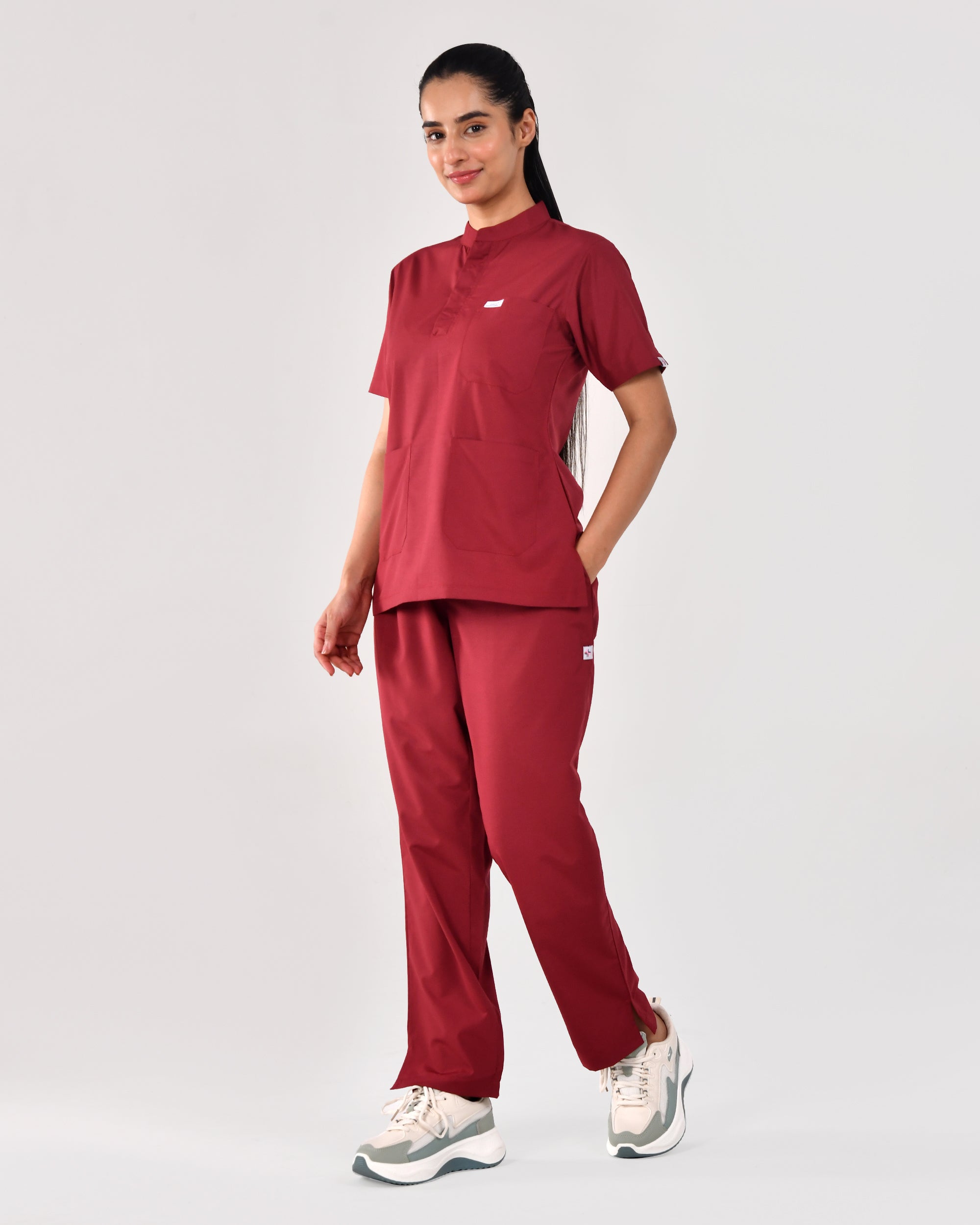 Women's Stand Collar PV (poly-viscose) Scrub
