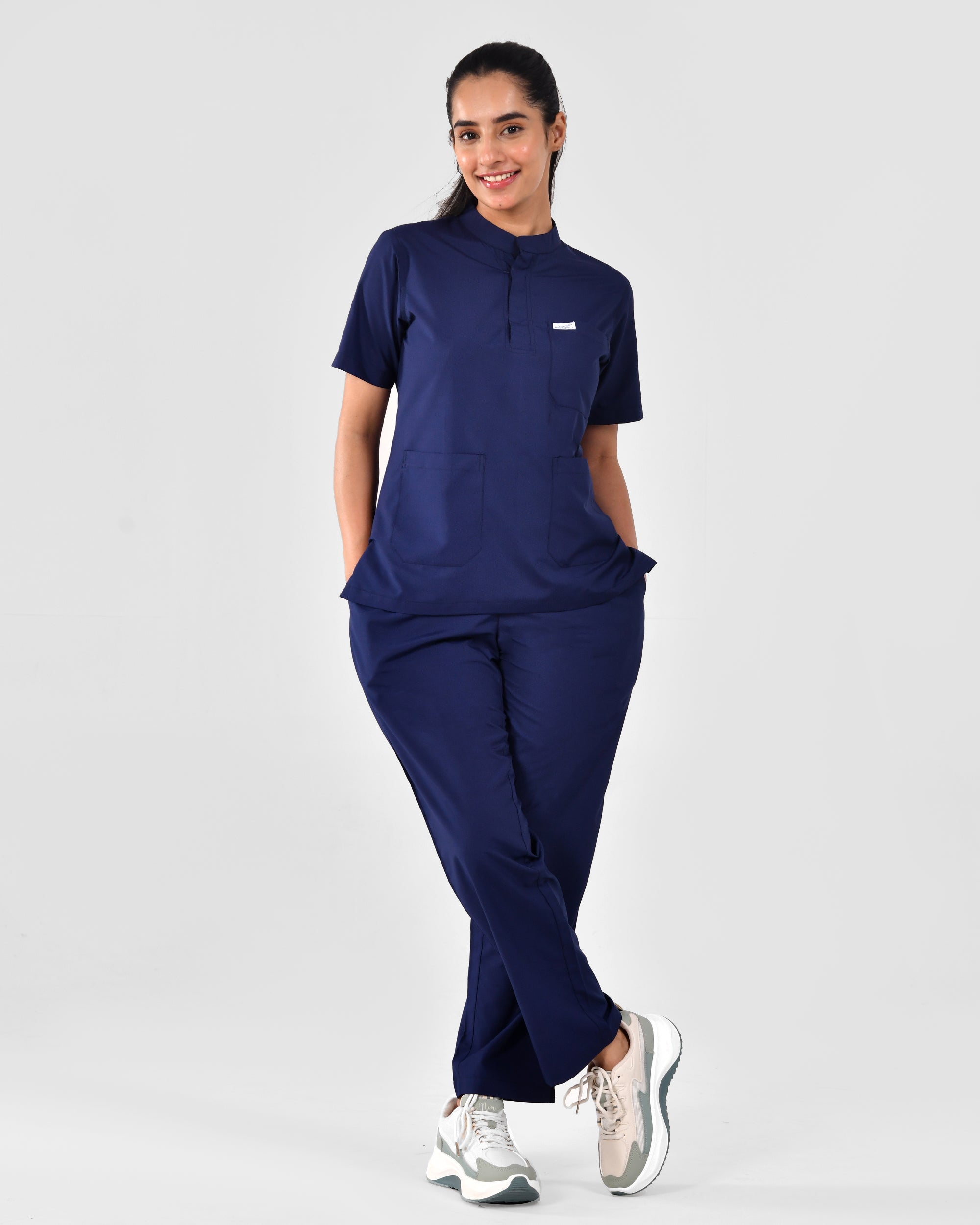 Women's Stand Collar PV (poly-viscose) Scrub